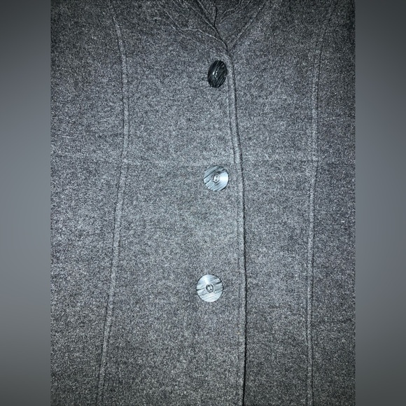 Alfani Womens Ruffle Grey Wool Long Jacket Long Sleeve Size S Button - Picture 3 of 4